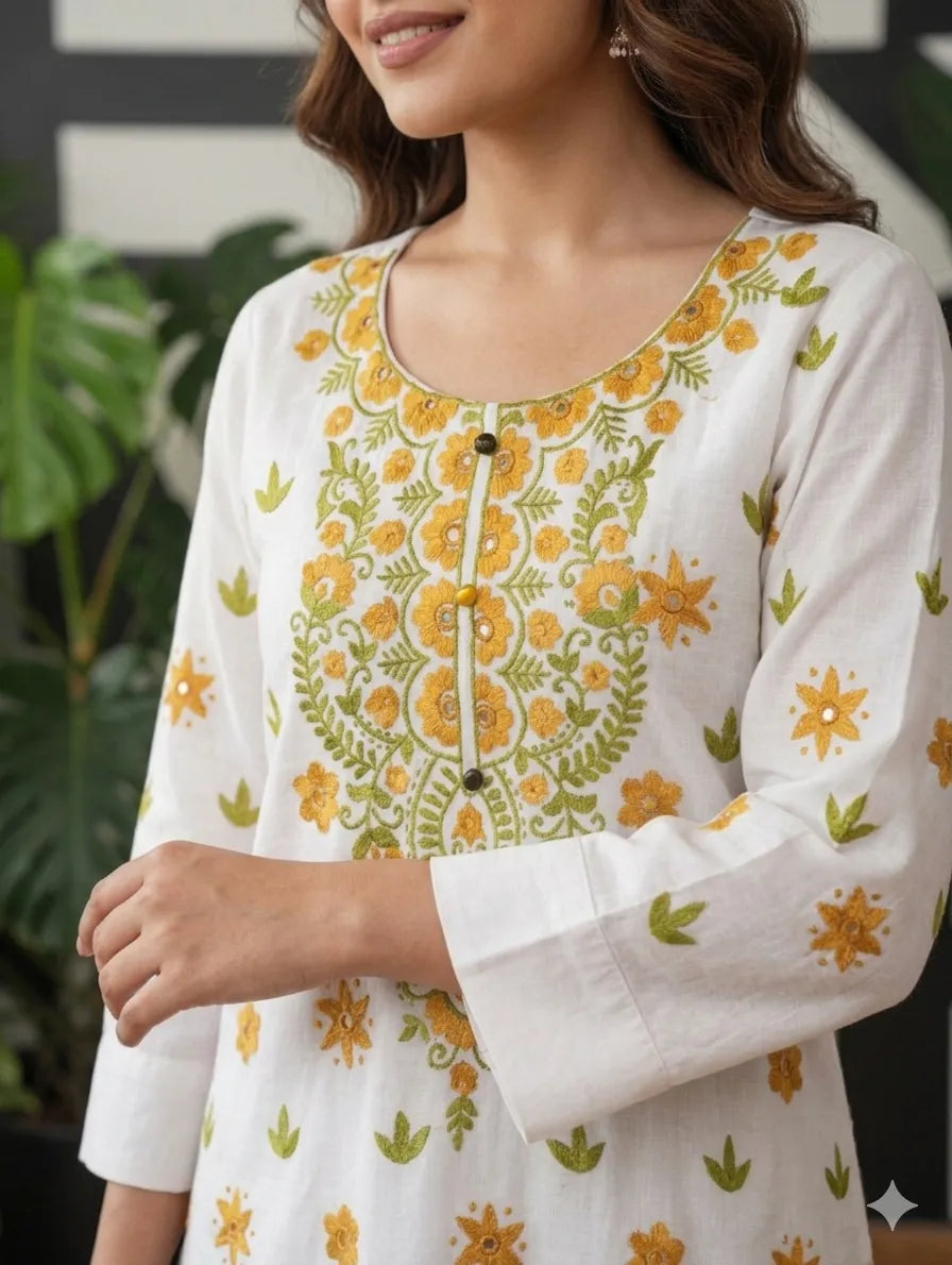 Pakka Tanka & Mirror Work Multi Colour Embroidered Shirt