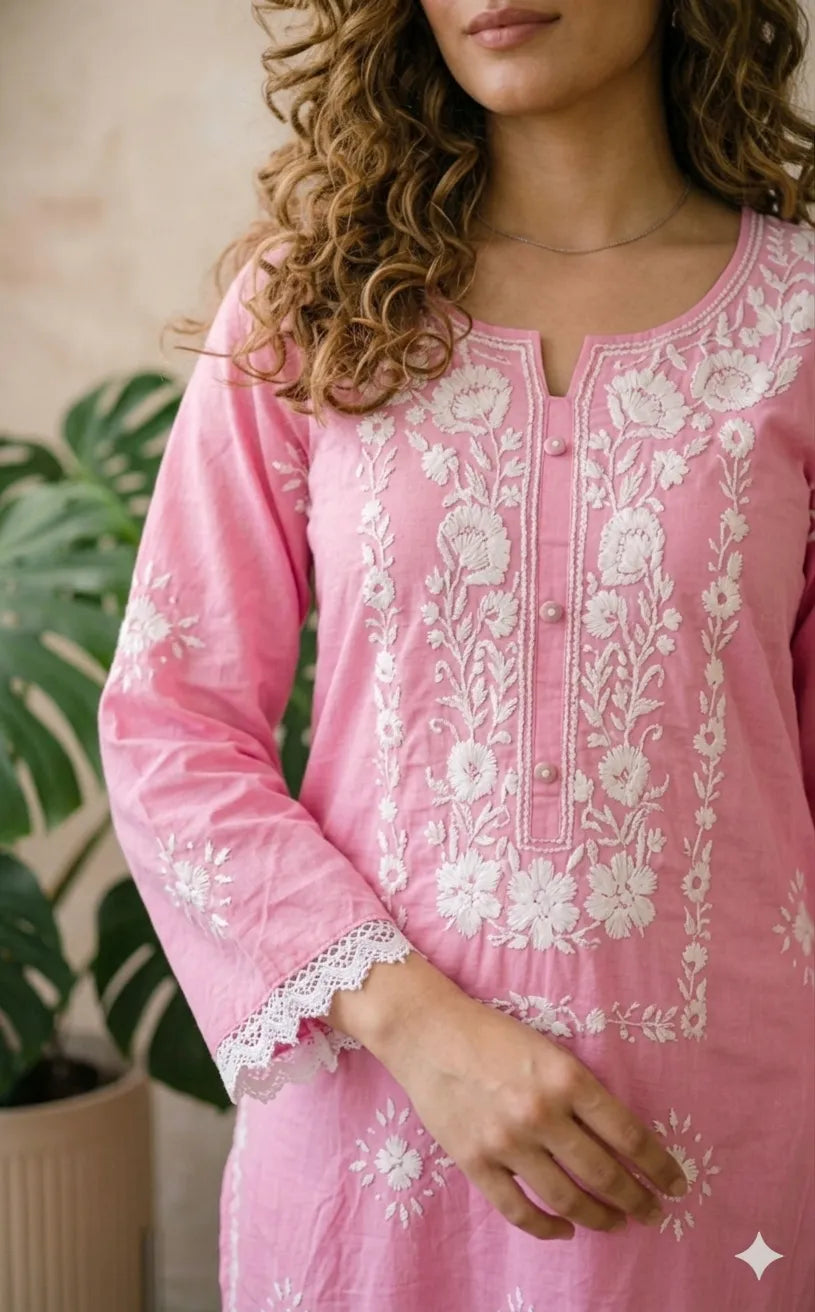Pakka Tanka & Mirror Work Pink Kurta