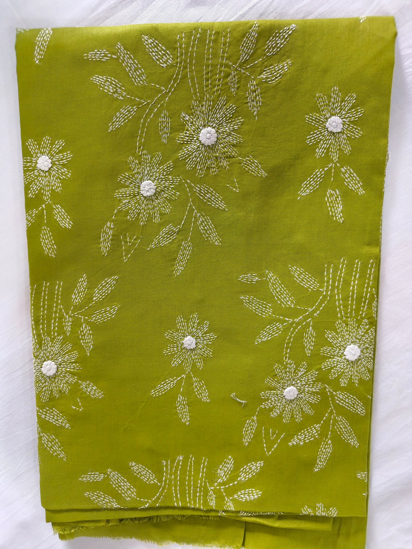 Kantha & Marrori Work Olive Kurta