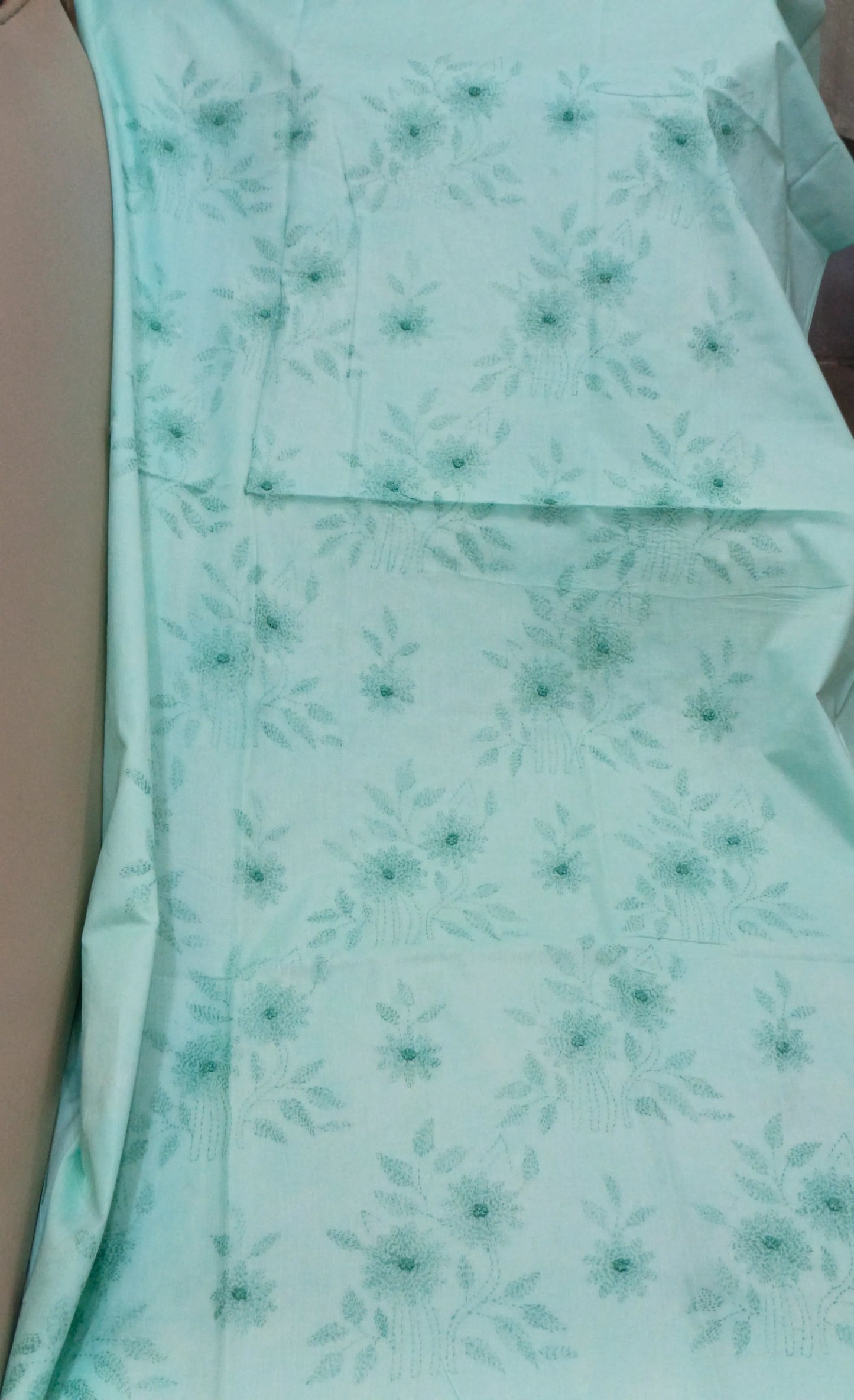 Kantha & Marrori Work Ice Blue Kurta