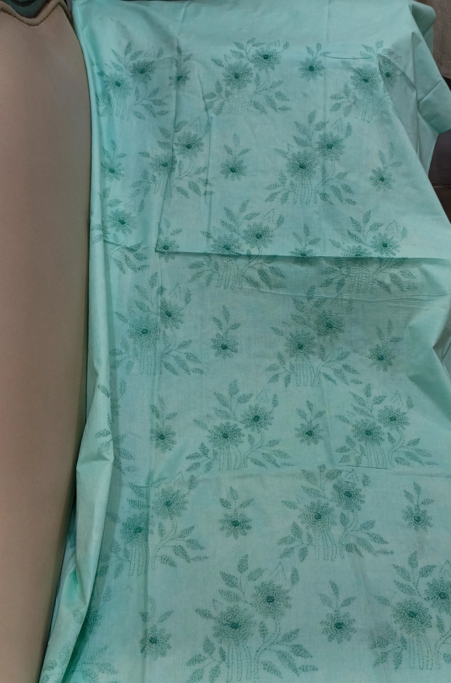 Kantha & Marrori Work Ice Blue Kurta