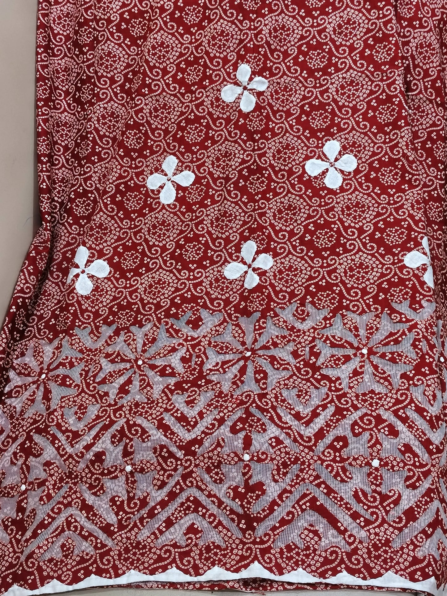 Unstitched Ralli Work Hand Applique Maroon 3Pc Suite