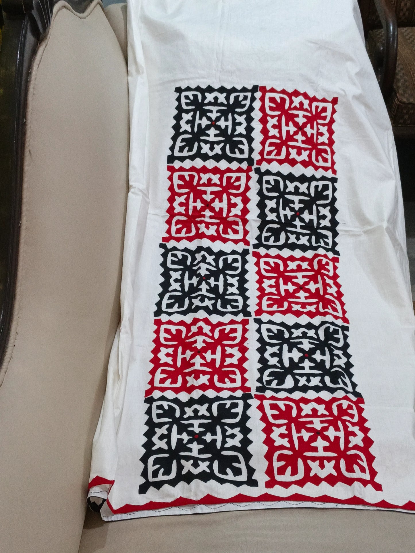 Unstitched Ralli Work Hand Applique Red & Black 3Pc Suite