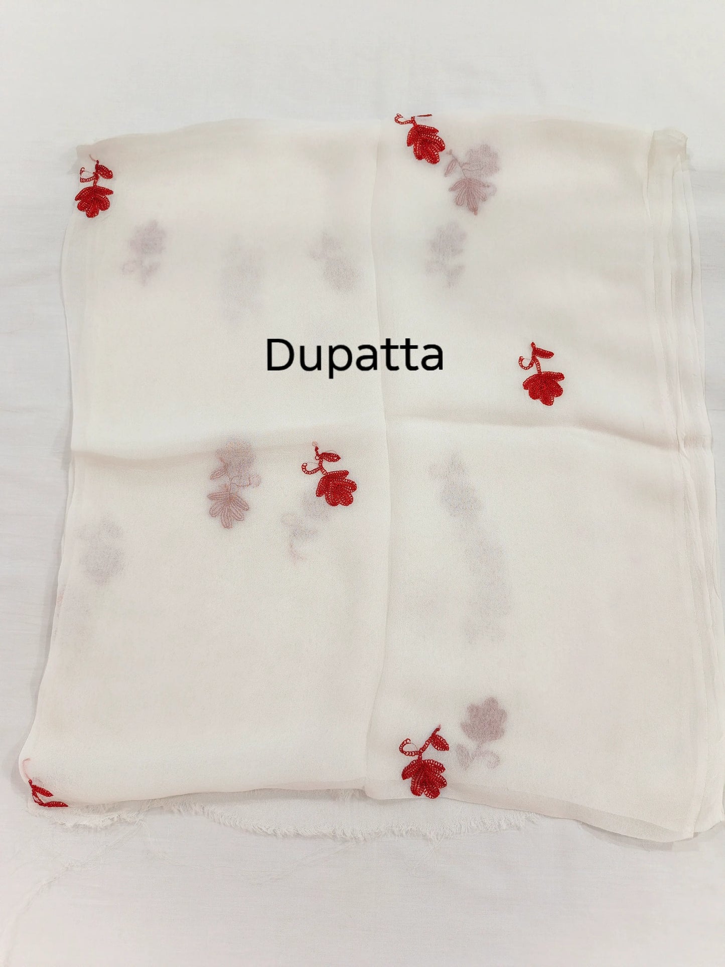 Unstitched Aari Work Hand Embroidered White 3PC Suite