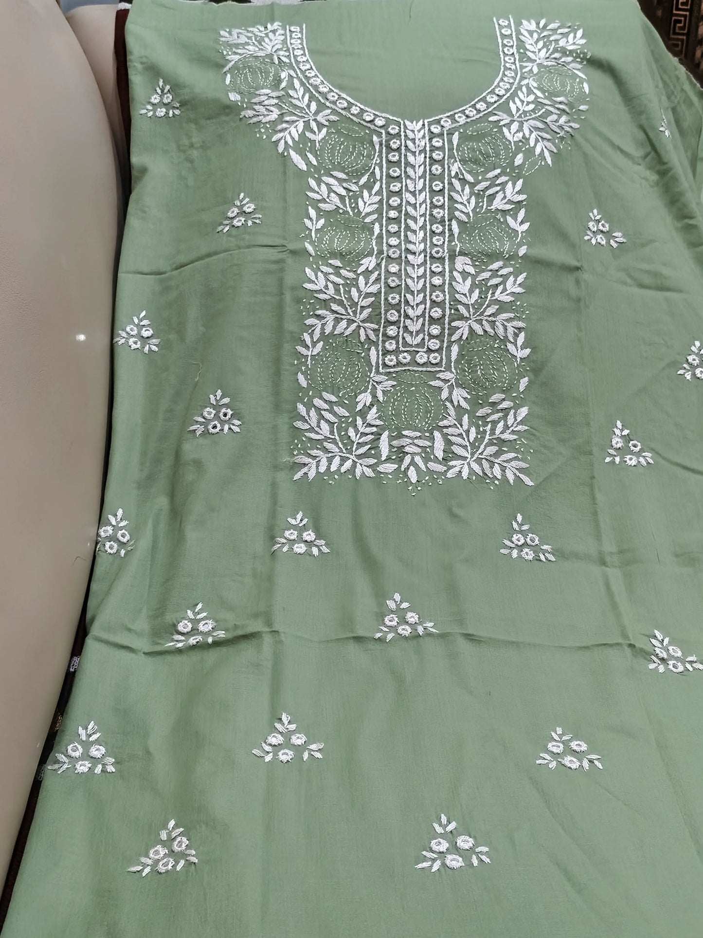 Pakka Tanka & Mirror Work Siege Green Kurta
