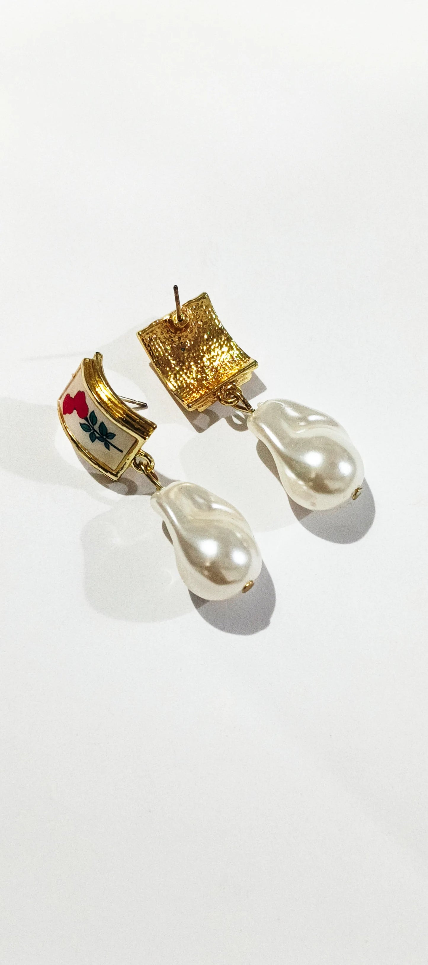 Pearl and Rose Earrings