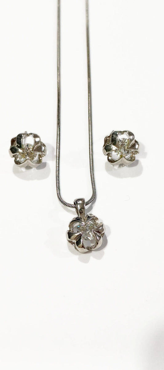 Minimal Zircon Pendant Necklace Set