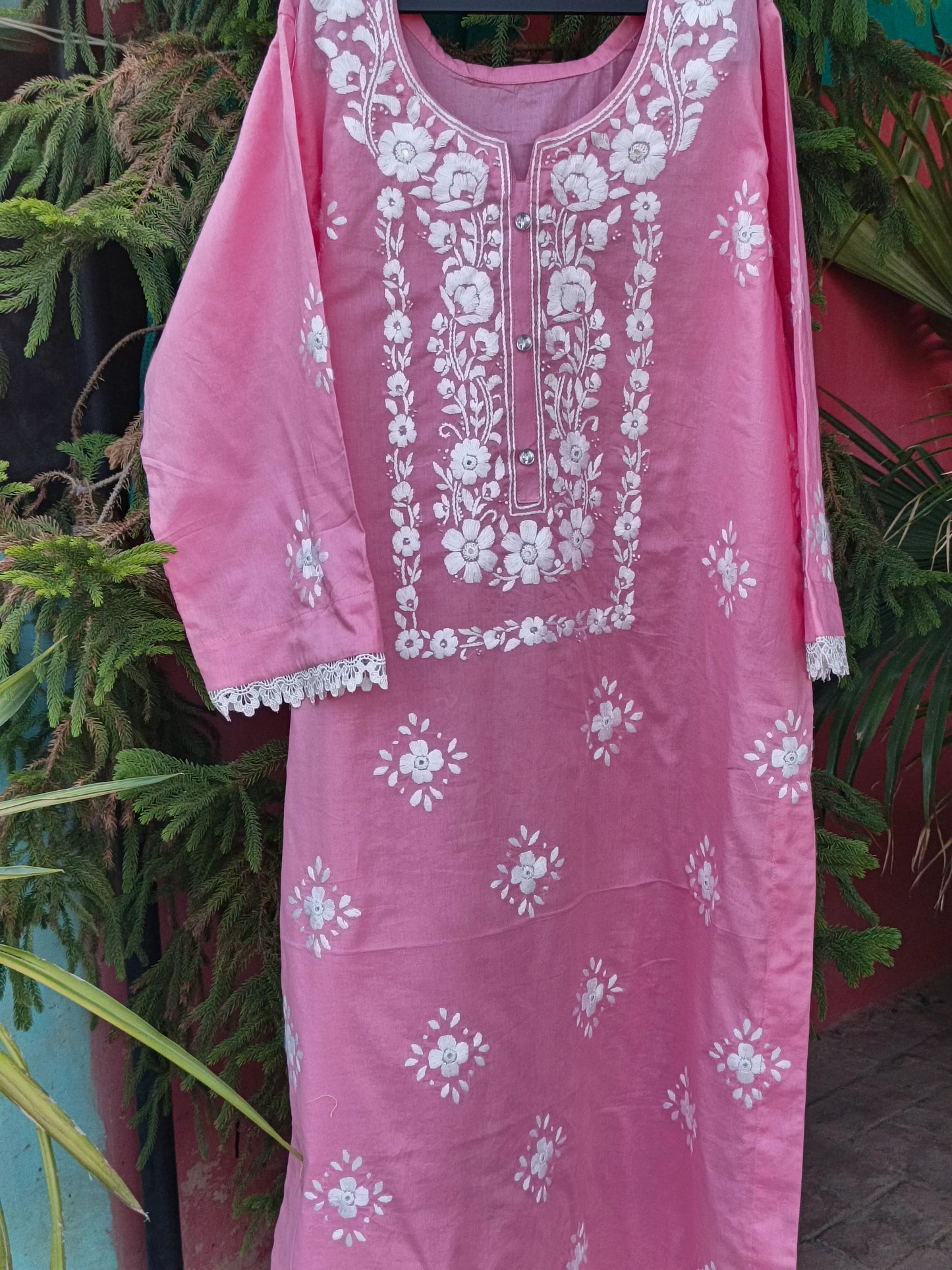 Pakka Tanka & Mirror Work Pink Kurta
