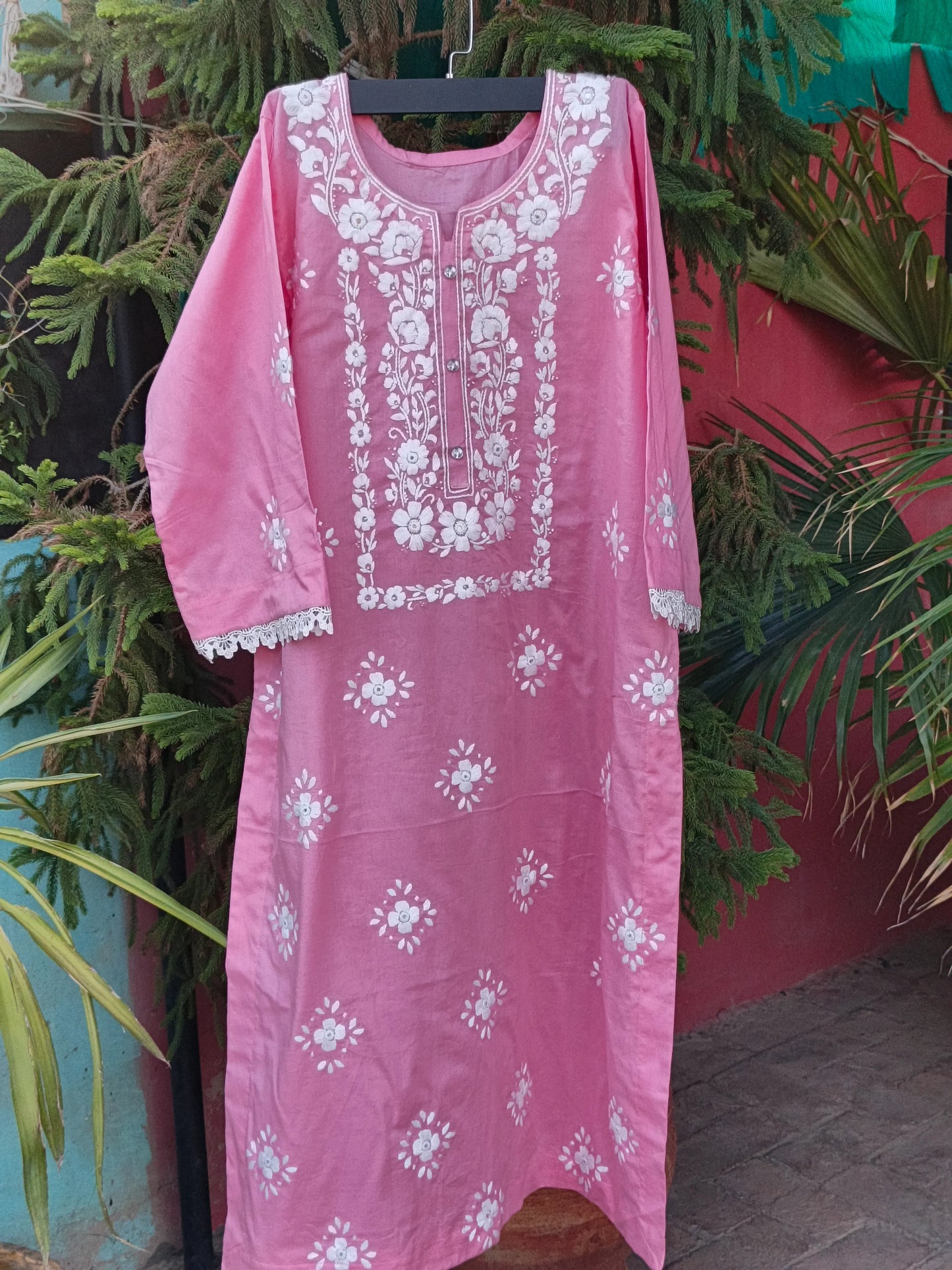 Pakka Tanka & Mirror Work Pink Kurta