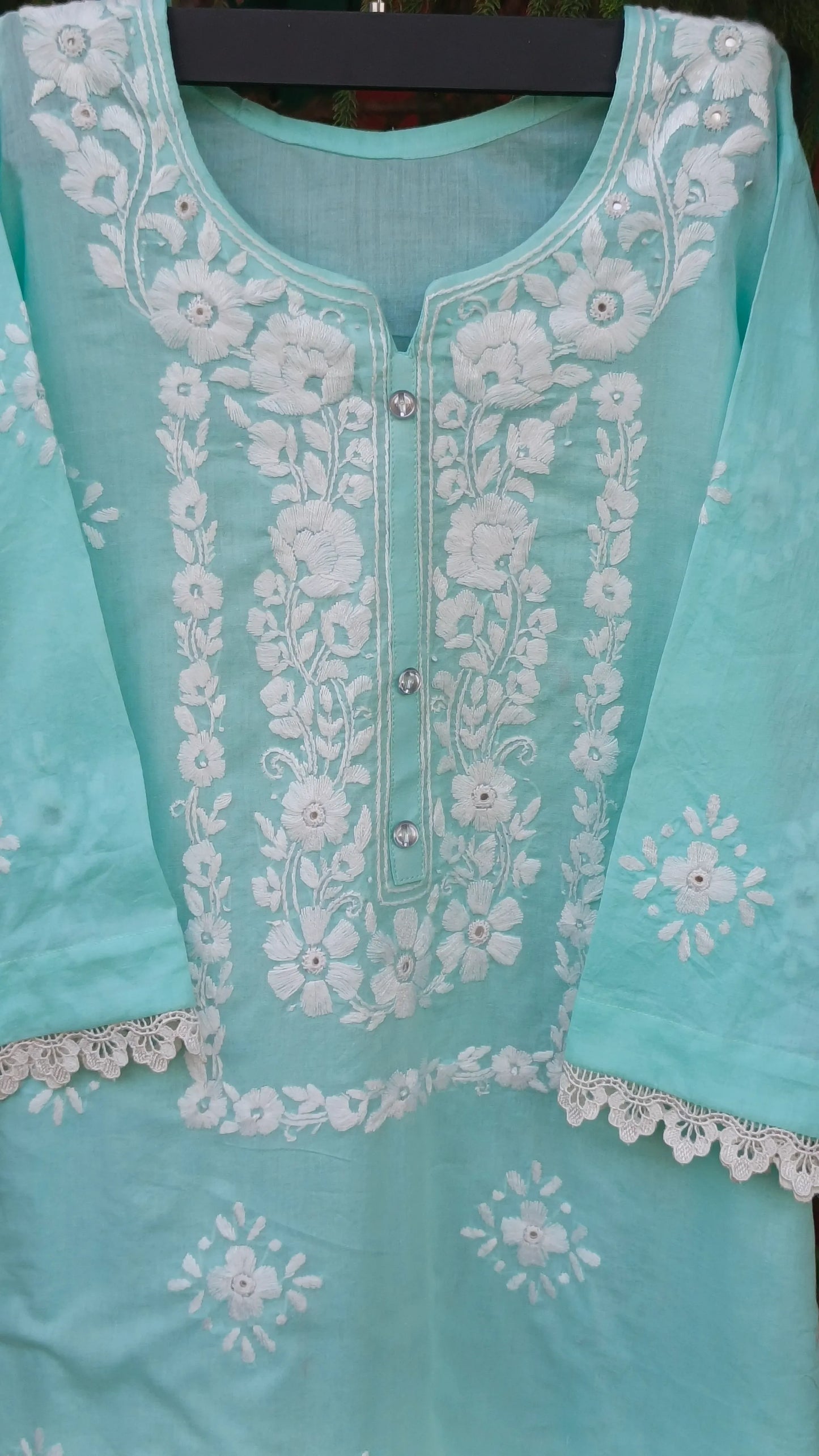 Pakka Tanka & Mirror Work Ice Blue Kurta