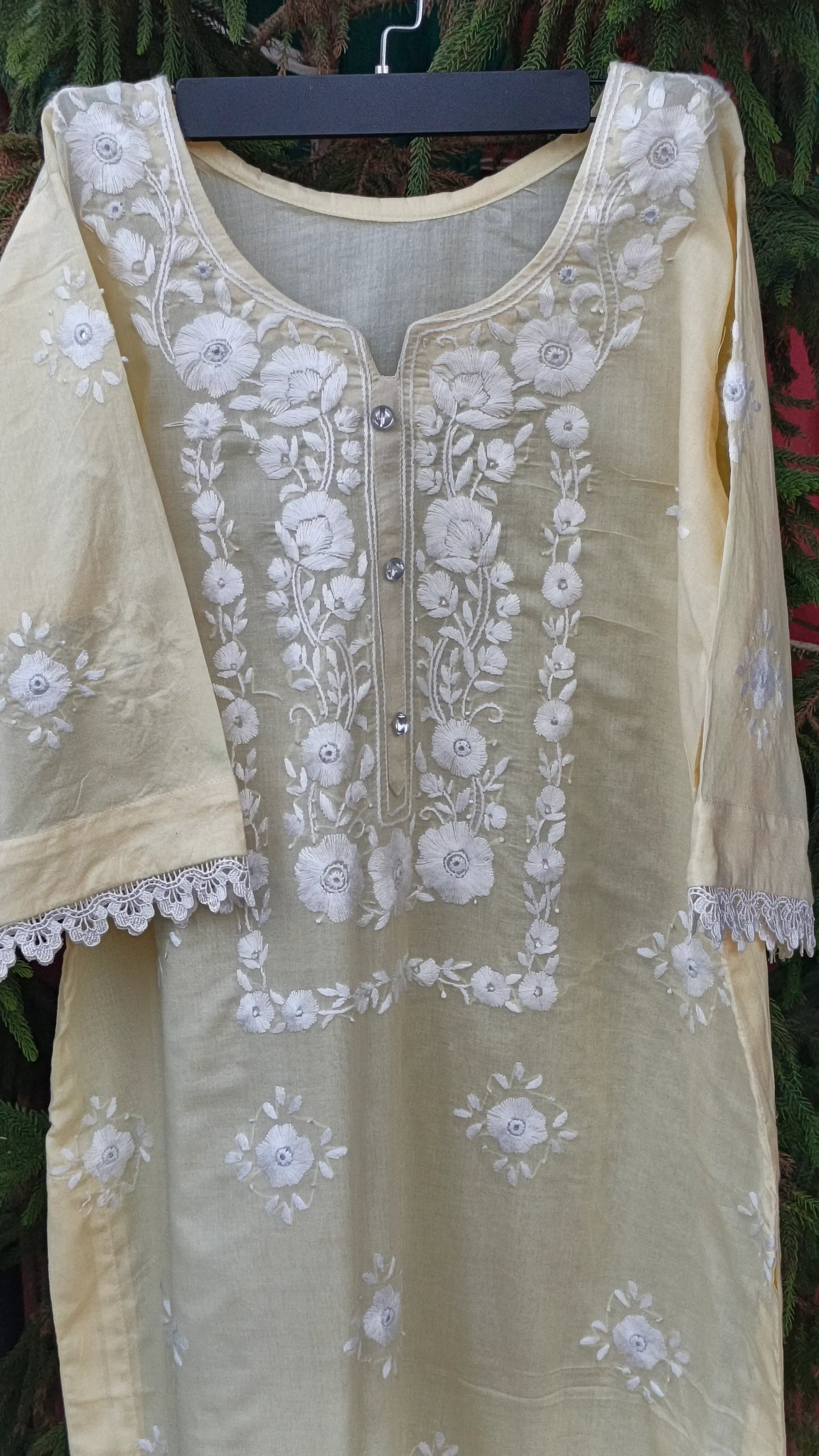 Pakka Tanka & Mirror Work Butter Yellow Kurta