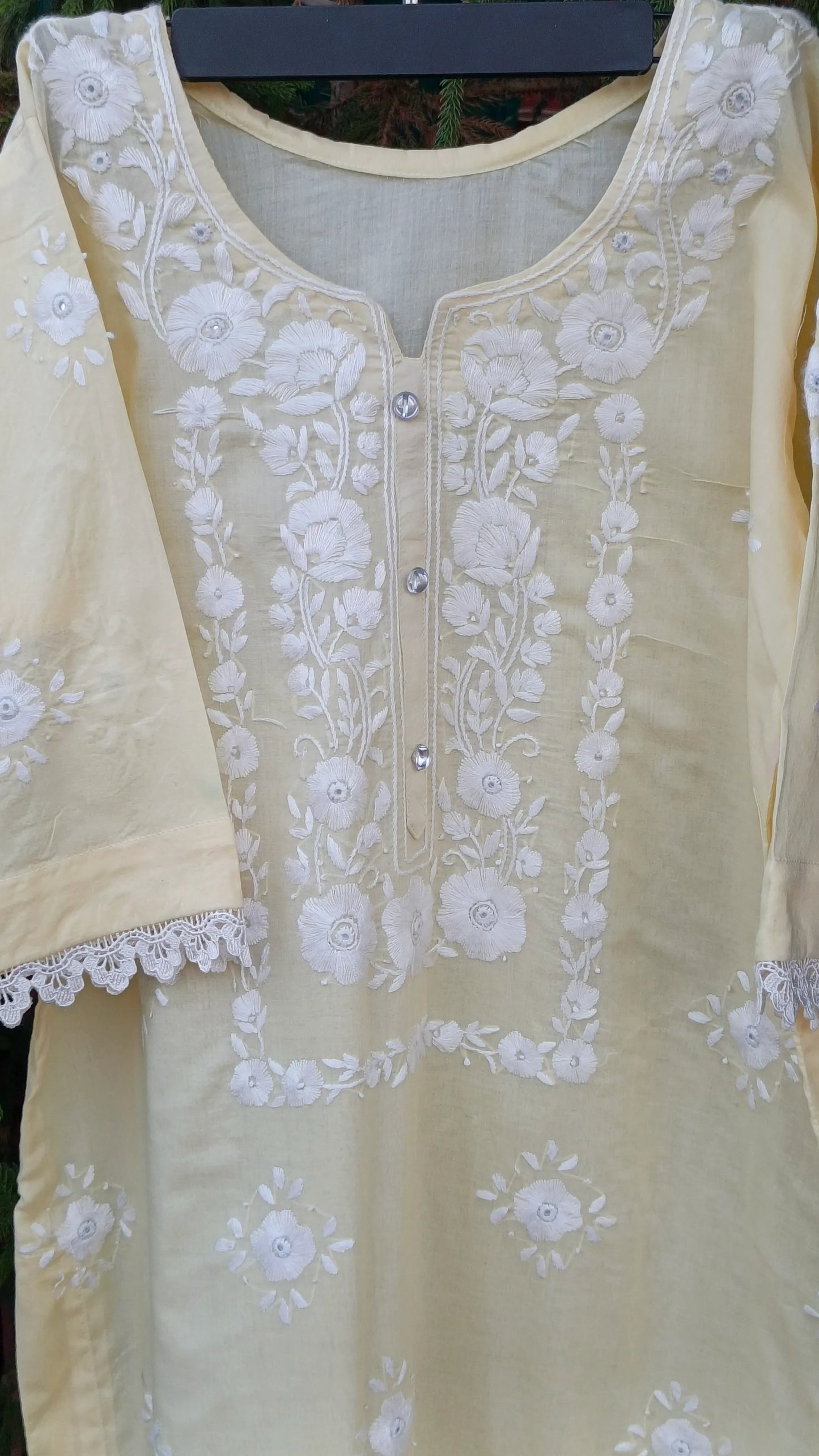 Pakka Tanka & Mirror Work Butter Yellow Kurta