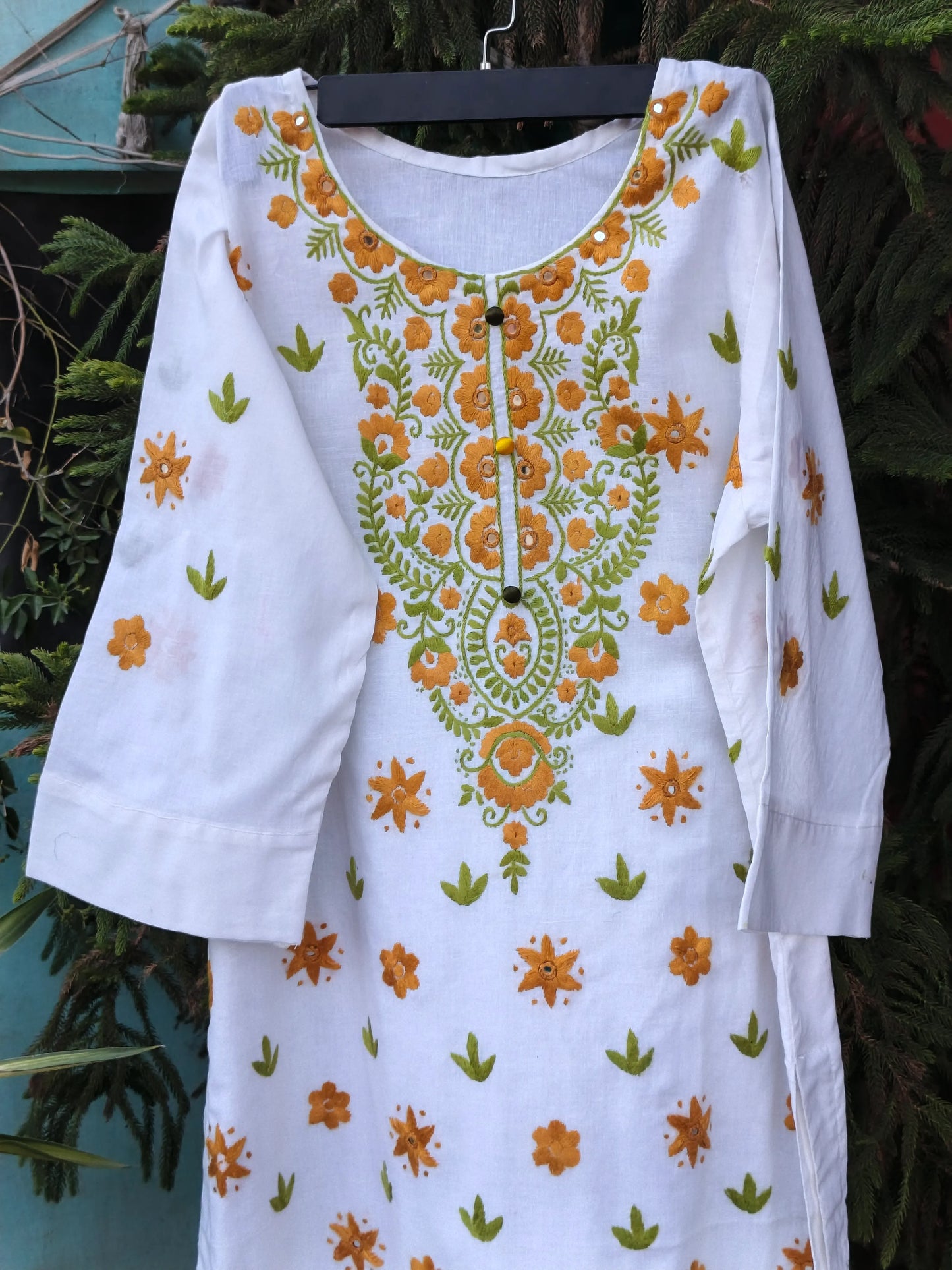 Pakka Tanka & Mirror Work Multi Colour Embroidered Shirt