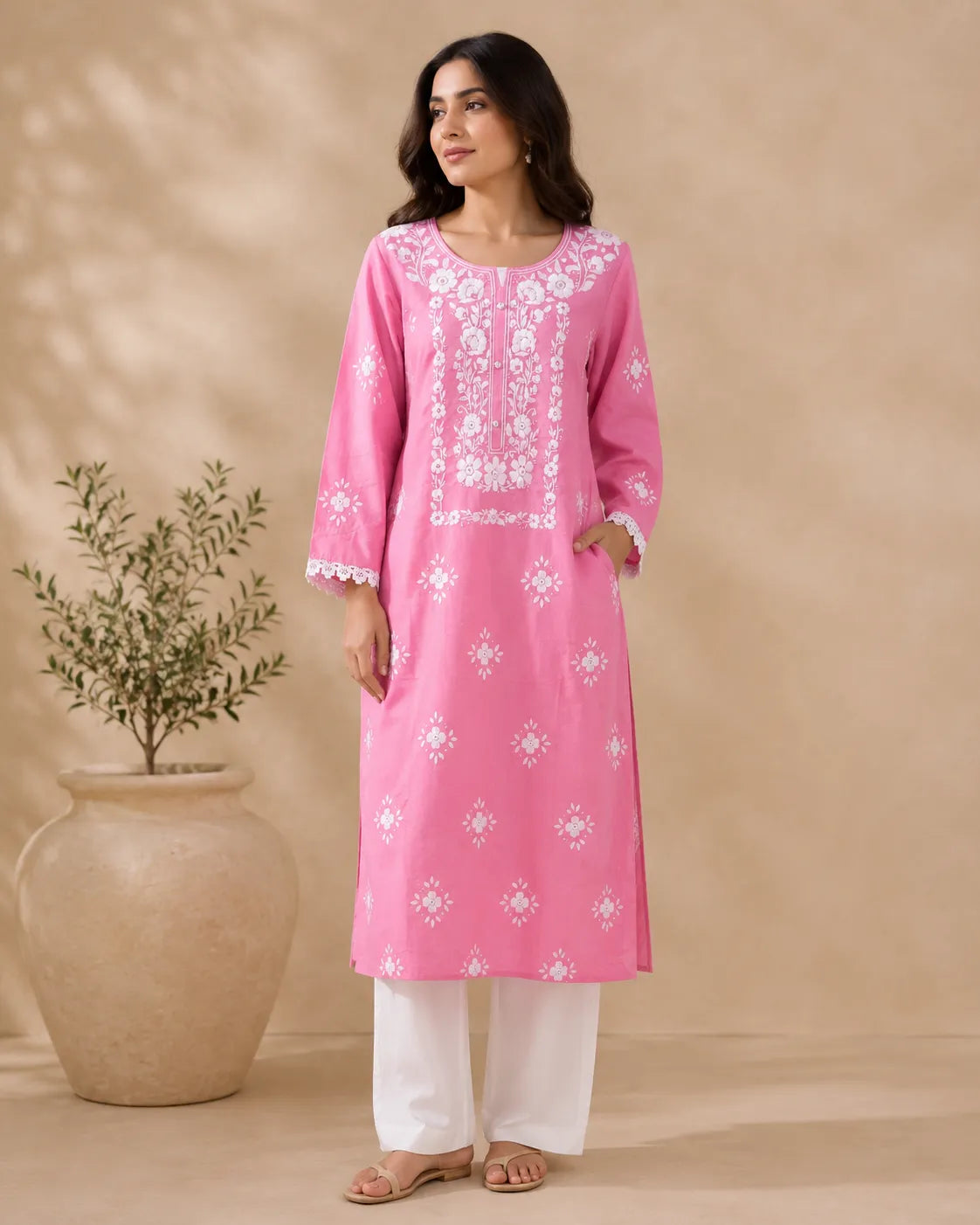 Pakka Tanka & Mirror Work Pink Kurta